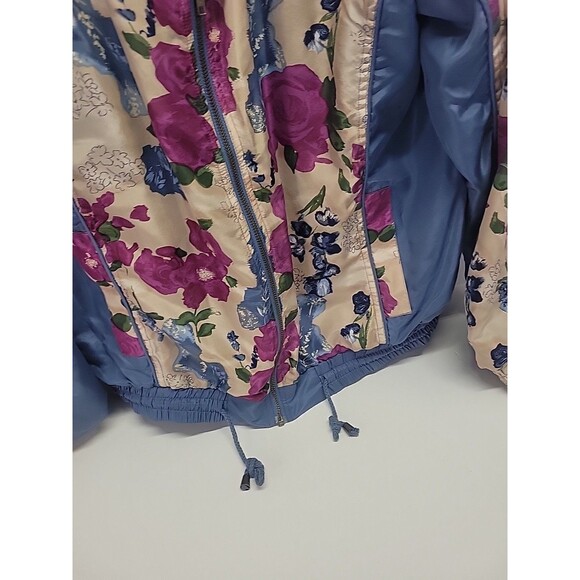 Hunt Club Vintage 90’s 100% Silk Floral Zipper Track jacket Sz Med Y2K - Picture 10 of 13